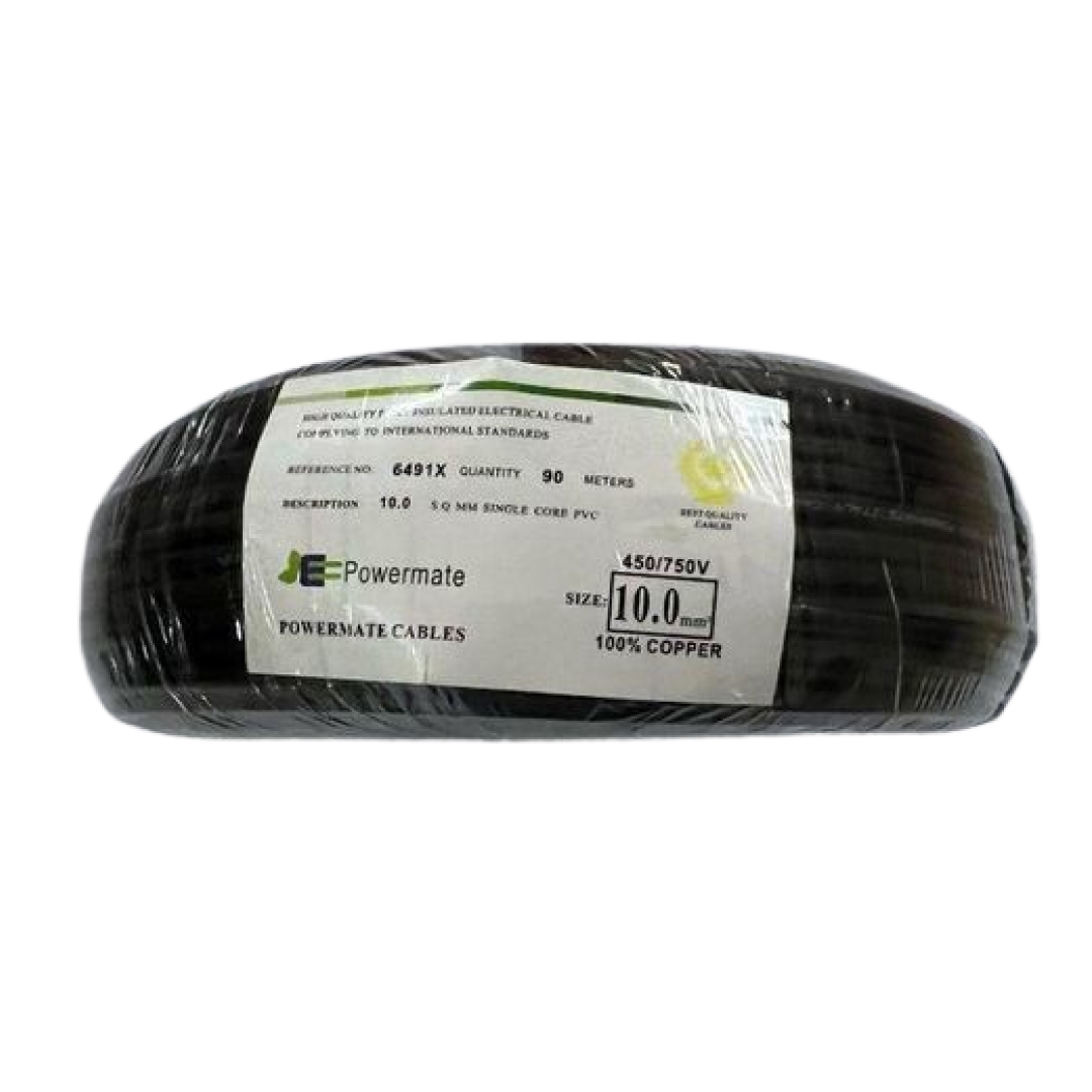 10.0mm Powermate Single Core Cable 90m – Black | 10.0mm Heavy Duty Power Cable 90m