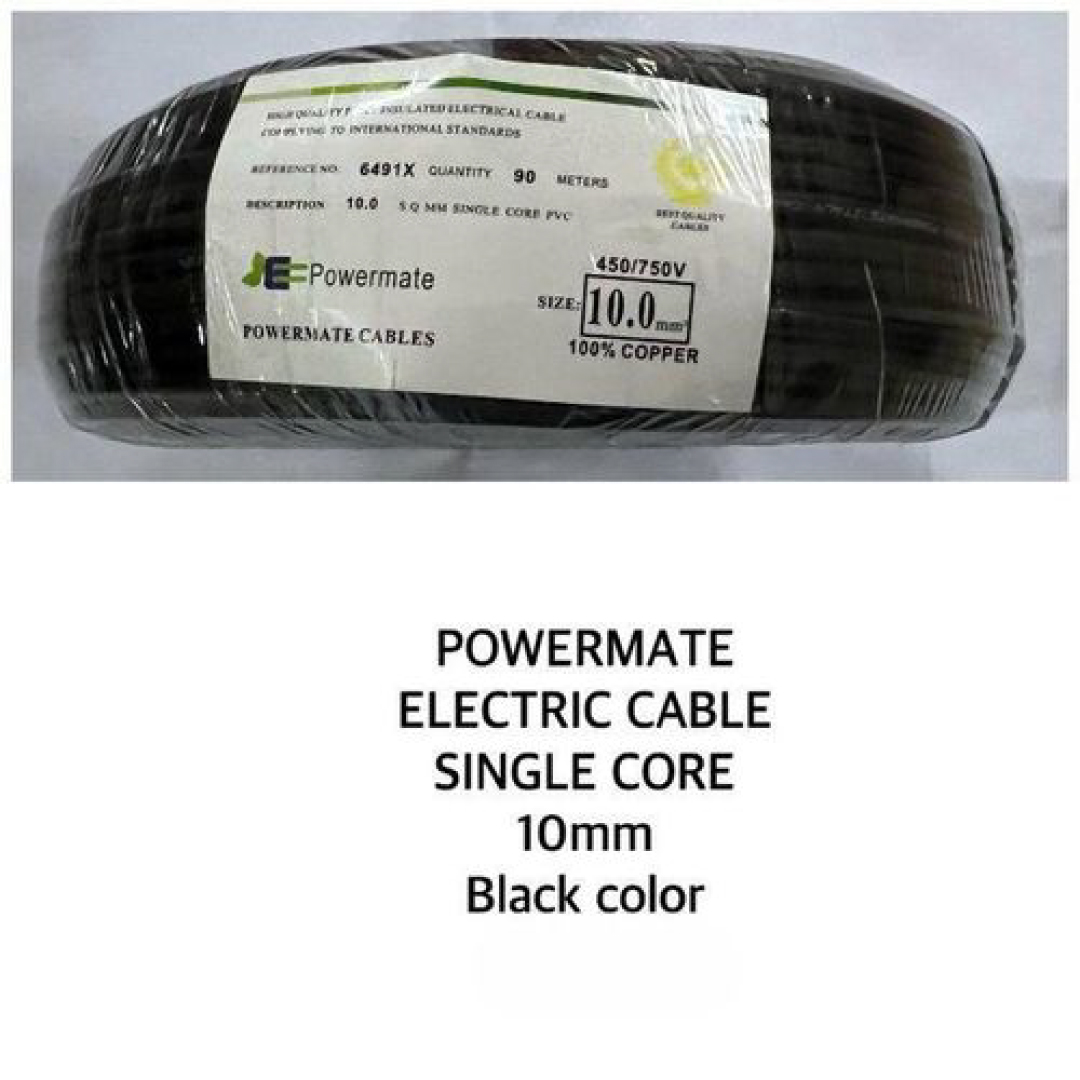 10.0mm Powermate Single Core Cable 90m – Black | 10.0mm Heavy Duty Power Cable 90m