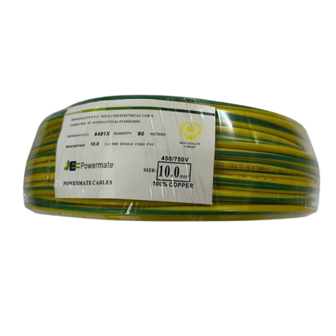 10.0mm Powermate Single Core Cable 90m – Yellow/Green | 10.0mm Earth Cable 90m