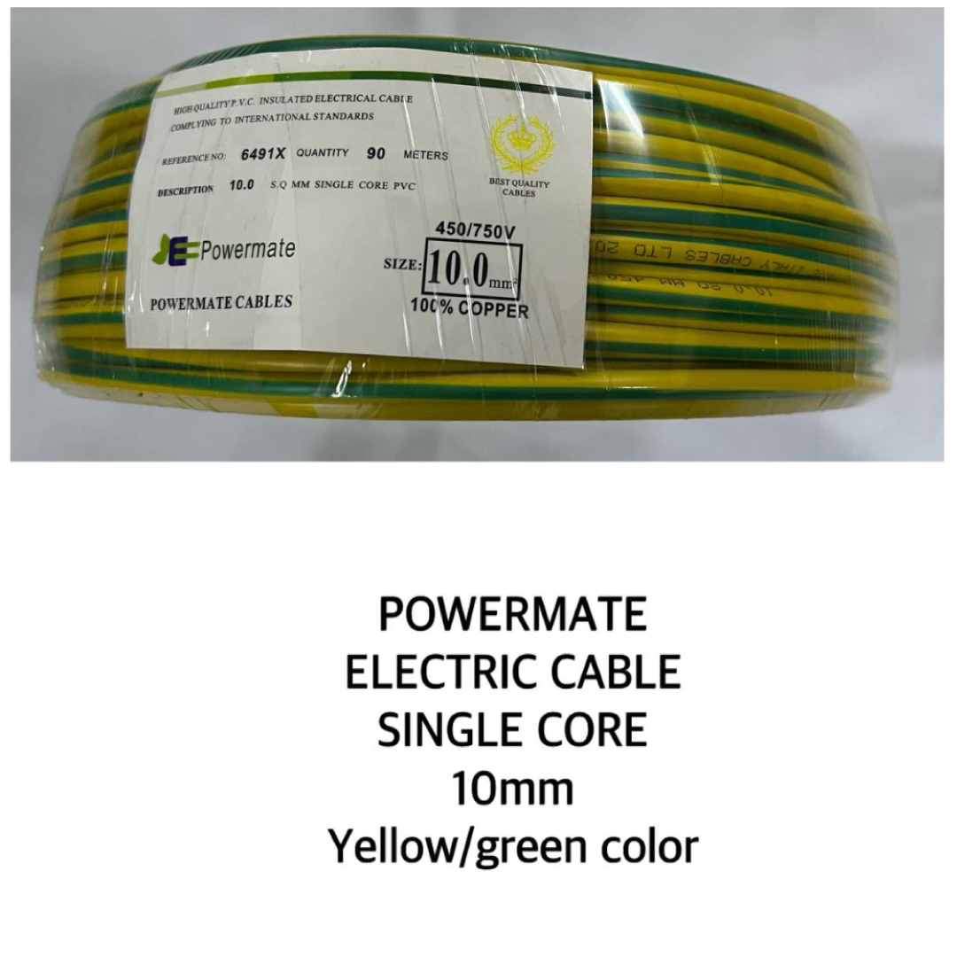 10.0mm Powermate Single Core Cable 90m – Yellow/Green | 10.0mm Earth Cable 90m