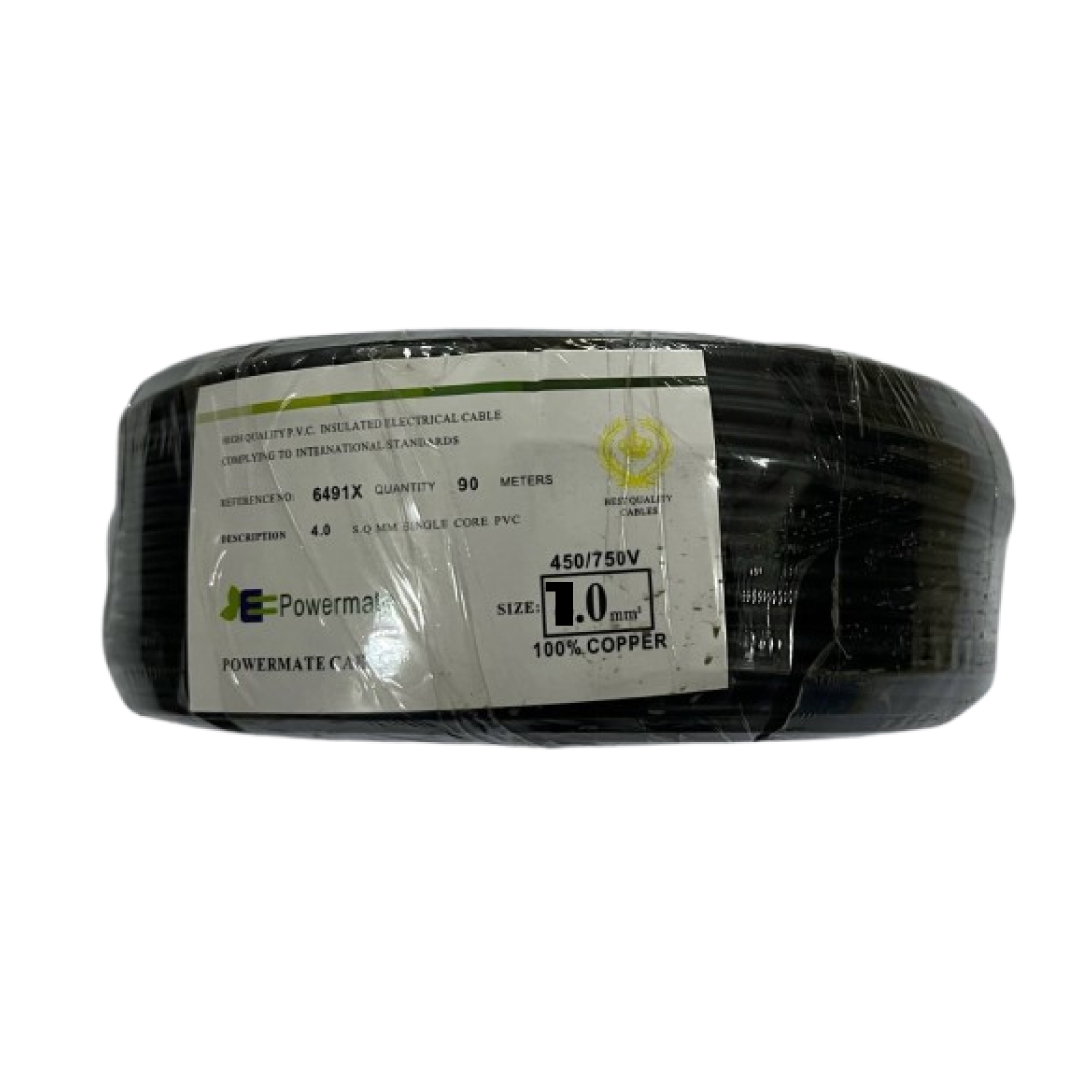 1.0mm Powermate Single Core Cable 90m – Black | 1.0mm Copper Wire 90m Coil