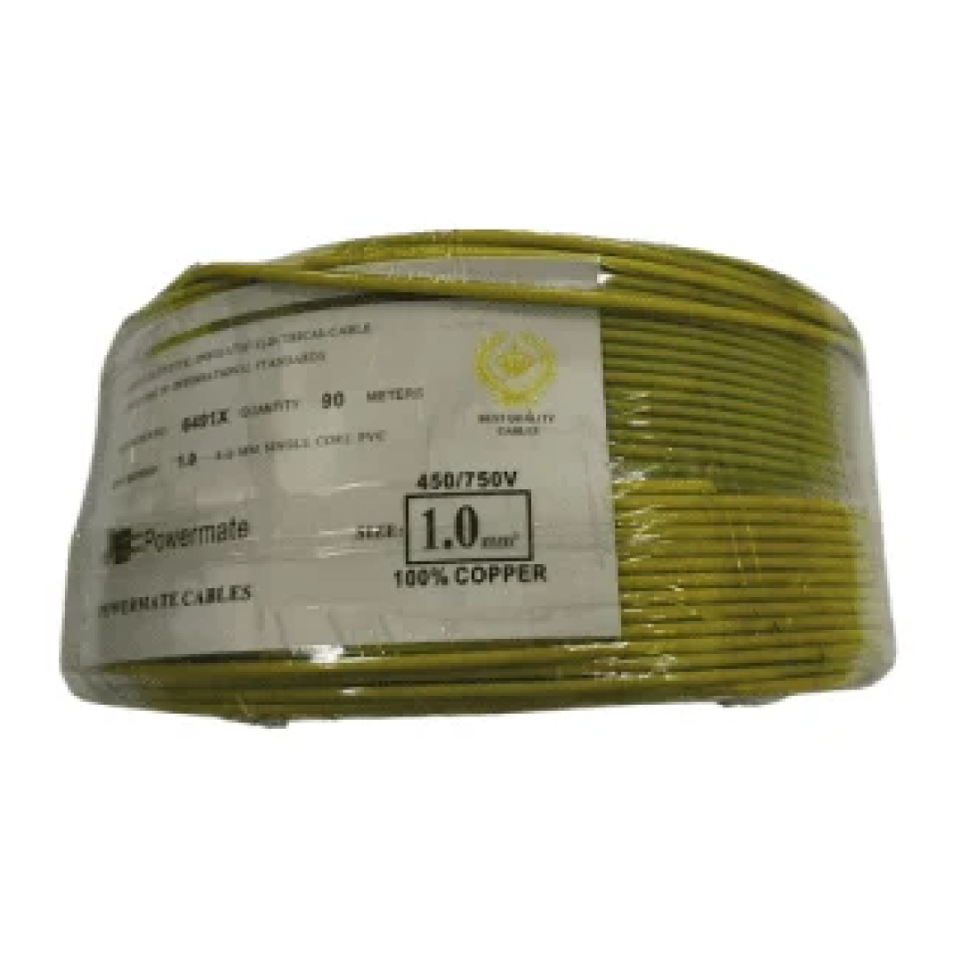 1.0mm Powermate Single Core Cable 90m – Yellow/Green | 1.0mm Earth Wire 90m Roll