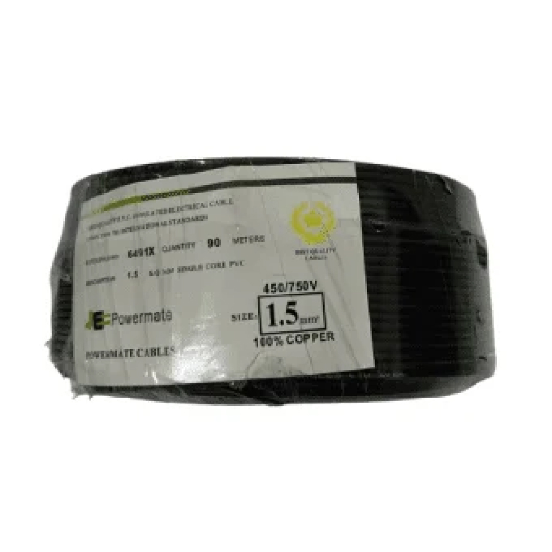 1.5mm Powermate Single Core Cable 90m – Black | 1.5mm Copper Electric Wire 90m