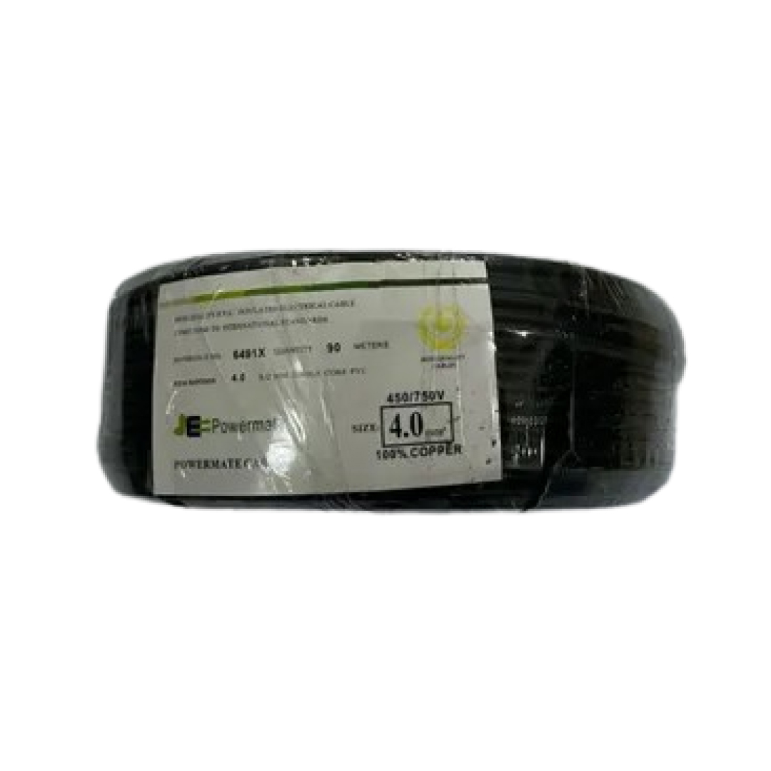 4.0mm Powermate Single Core Cable 90m – Black | 4.0mm Copper Single Core Cable 90m