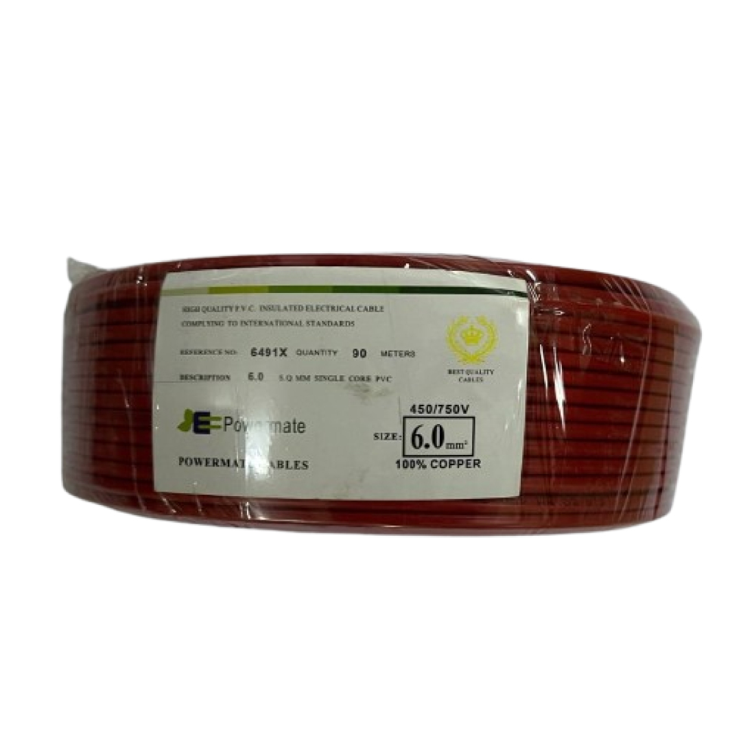 6.0mm Powermate Single Core Cable 90m – Red | 6.0mm Red Phase Power Cable 90m