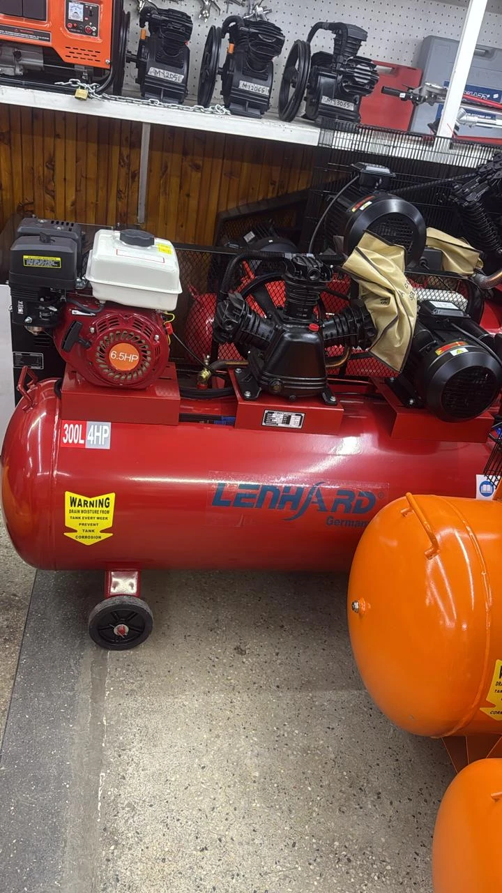 Compressor 2in1 Lenhard Germany 300ltrs 4HP electric motor + 6.5hp petrol engine
