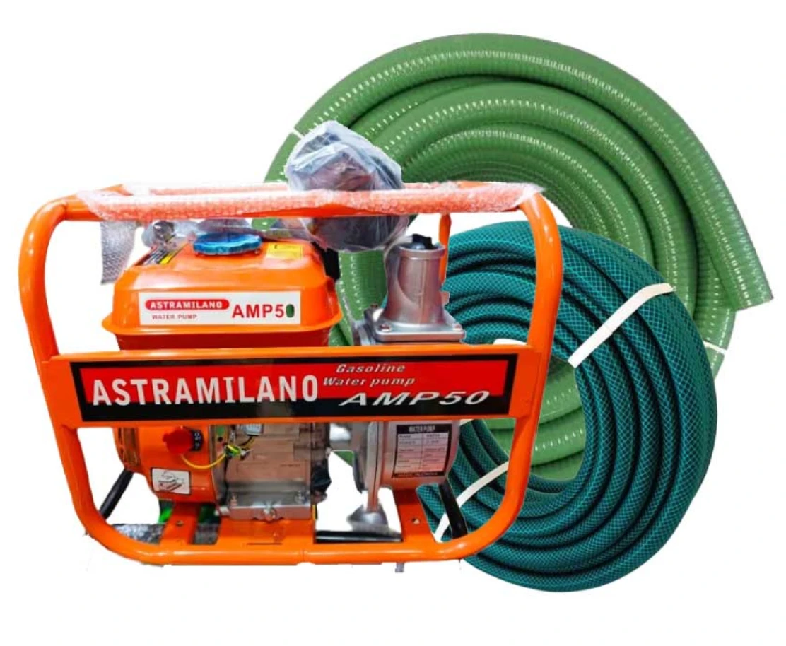 FREE 30Mtr 1/2Inch Braided Pipe +Astrmilano 2Inch Petrol Water Pump + 6Mtrs Suction pipe 