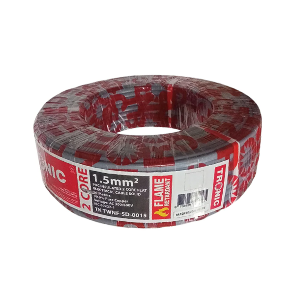Tronic 2 Core 1.5mm PVC Insulated Flat electrical Cable Solid