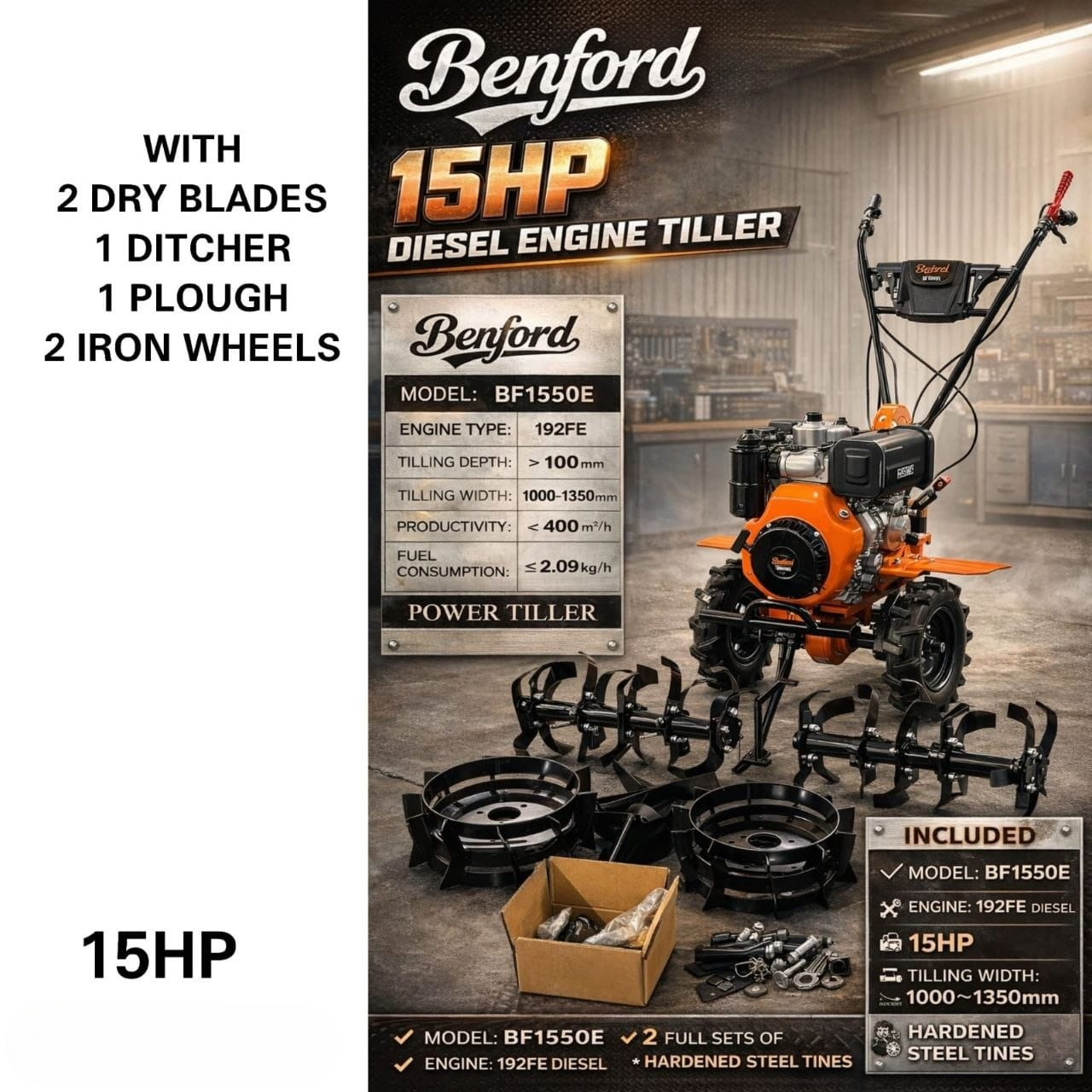 Benford 15HP Diesel Power Tiller BF1550E | Kreatives.co.ke Kenya