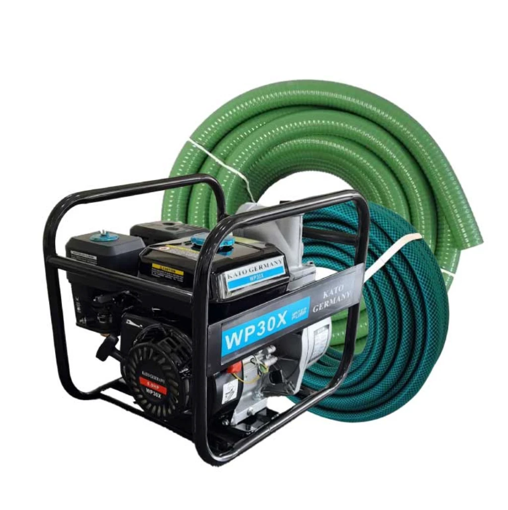 FREE 30Mtr 1/2Inch Braided Pipe + Kato Germany 2Inch Petrol Water Pump + 6Mtrs Suction pipe 