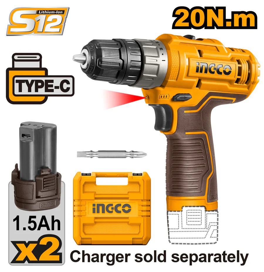 Ingco 12V 20Nm Cordless Drill | Kreatives.co.ke Kenya