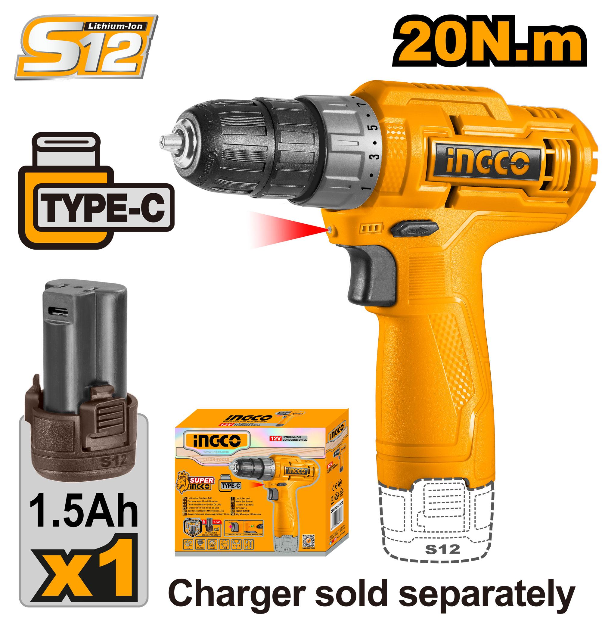 Ingco 12V 20Nm Cordless Drill | Kreatives.co.ke Kenya