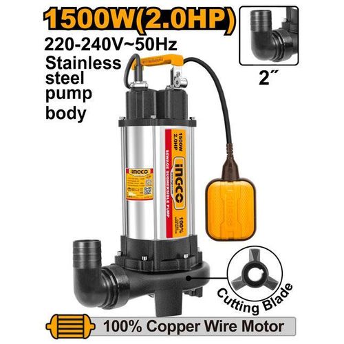 Ingco Sewage Submersible Pump – 1500W (2.0HP) – 14.5m Max Head | Kreatives.co.ke Kenya