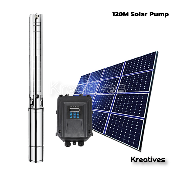 120M 108l/m Solar Submersible Water Pump System + Controller + 1500W Solar