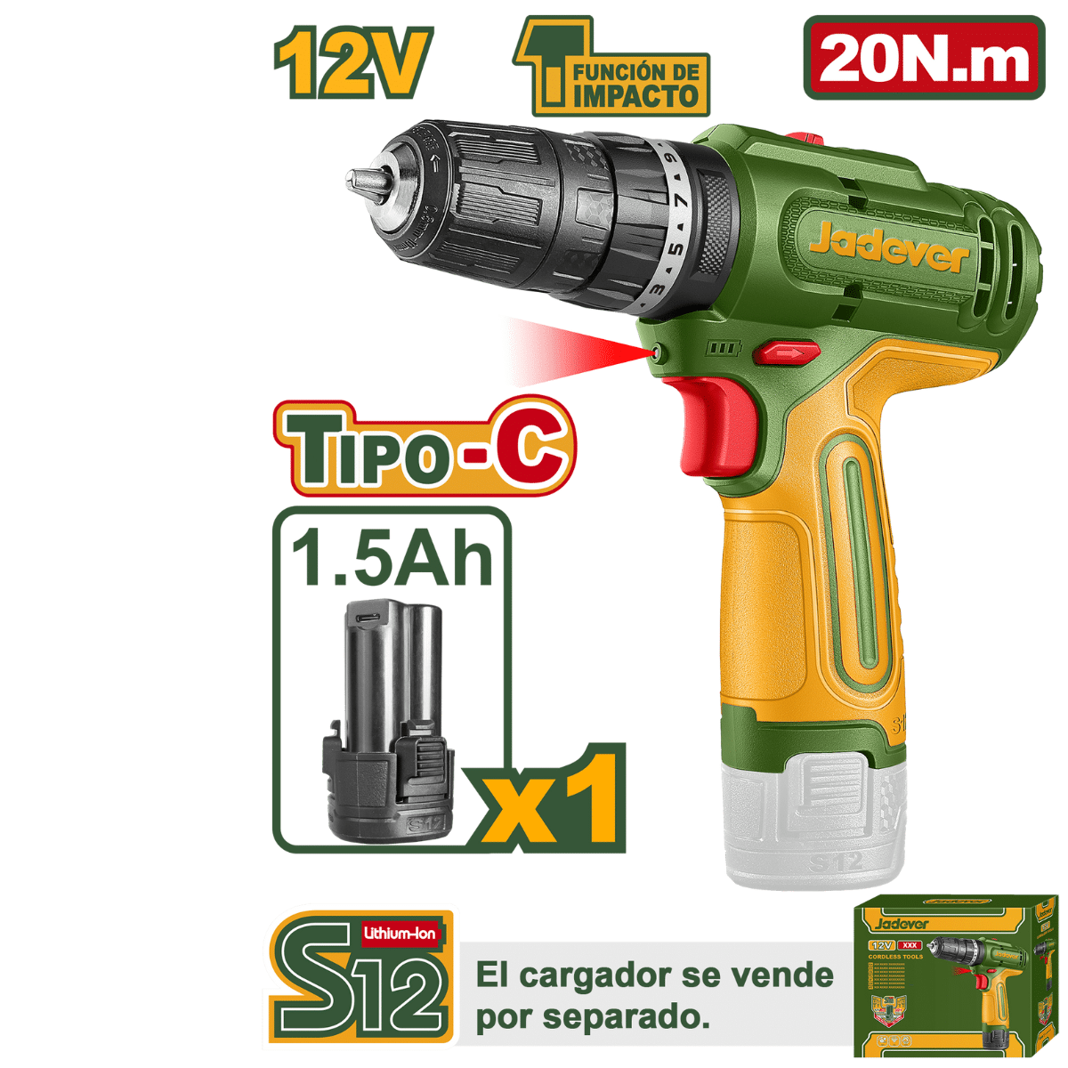 Jadever 12V 20Nm Impact Drill | Kreatives.co.ke Kenya
