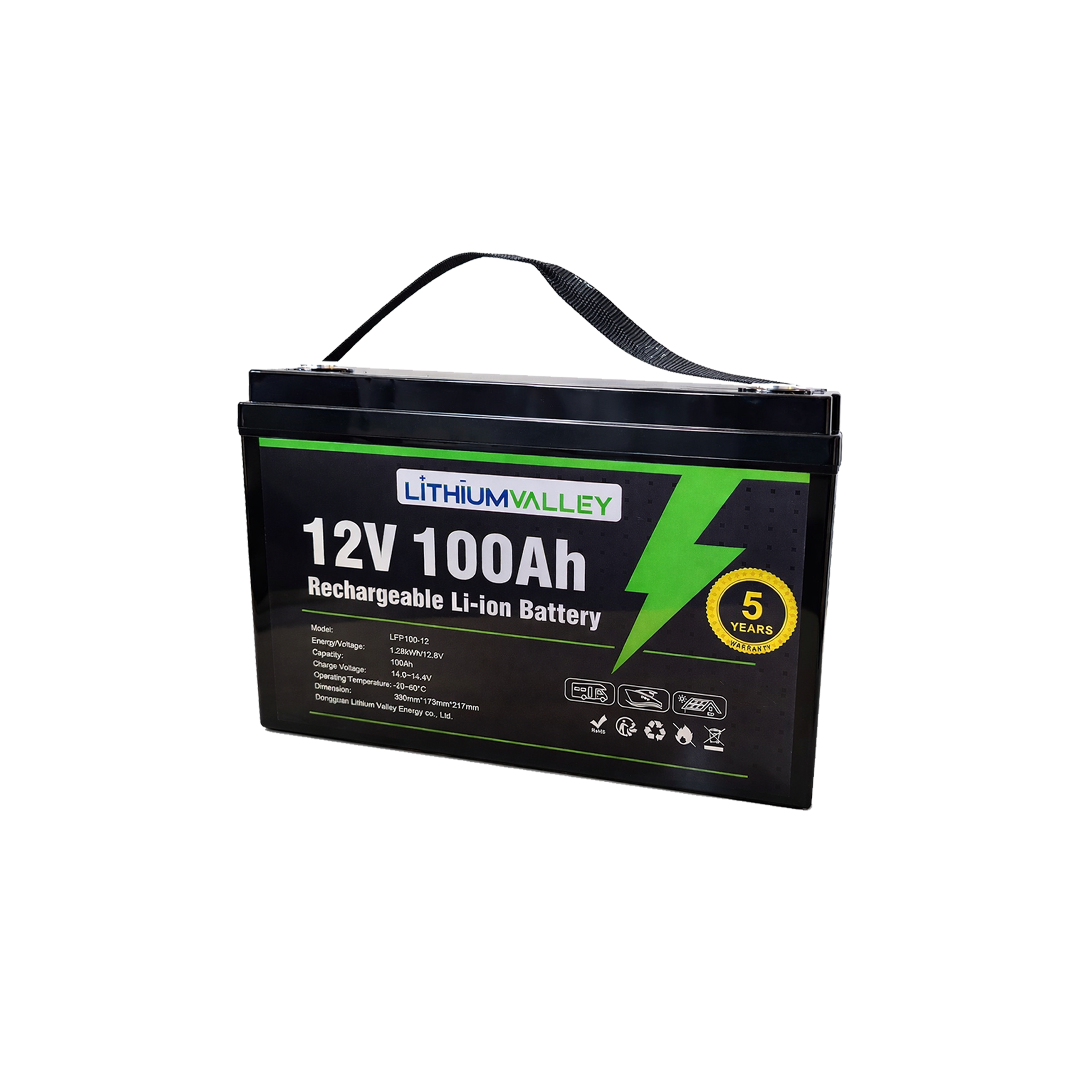 Lithium Valley 12V 100Ah Solar Battery | LiFePO4 Battery