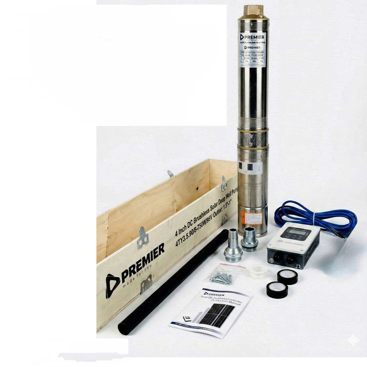 Premier 96V 750W Solar DC Brushless Submersible Pump – 90m Max Head | Kreatives.co.ke Kenya