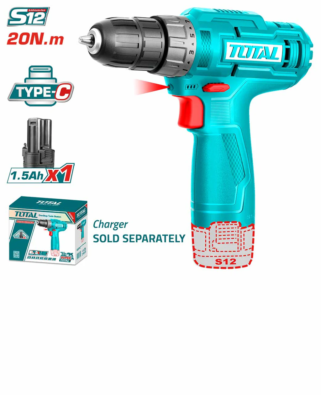 Total 12V 20Nm Cordless Drill | Kreatives.co.ke Kenya