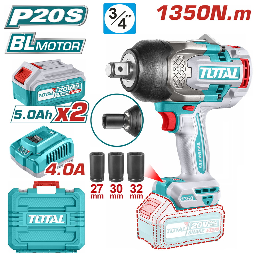 Total 1350Nm Cordless Impact Wrench | Kreatives.co.ke Kenya