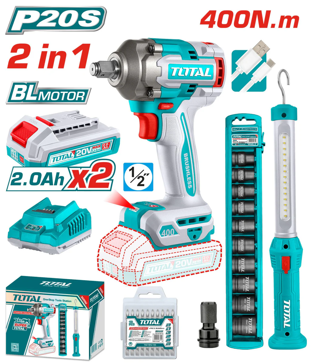 Total 2-Piece 400Nm Cordless Combo Kit | Kreatives.co.ke Kenya