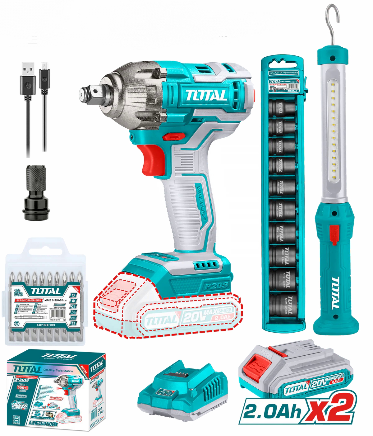 Total 2-Piece 400Nm Cordless Combo Kit | Kreatives.co.ke Kenya