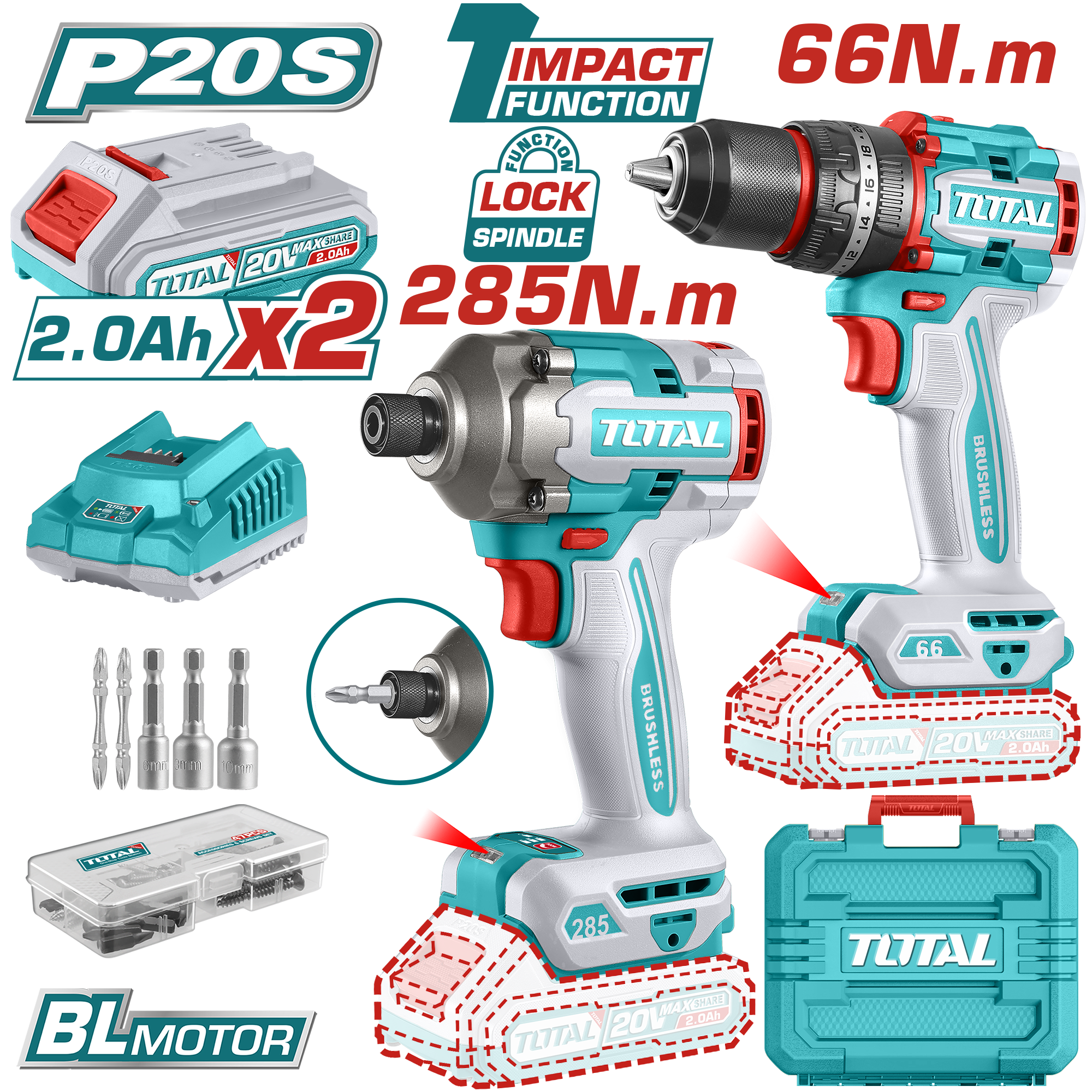 Total 2-Piece Cordless Combo Kit | Kreatives.co.ke Kenya