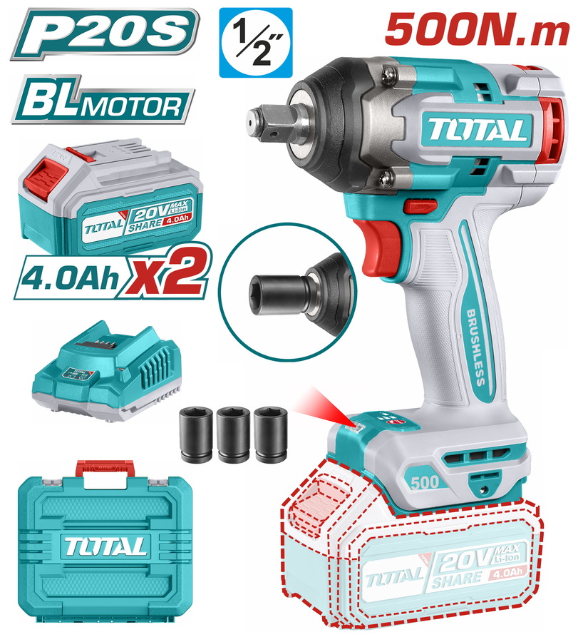 Total 20V 500Nm Cordless Impact Wrench | Kreatives.co.ke Kenya