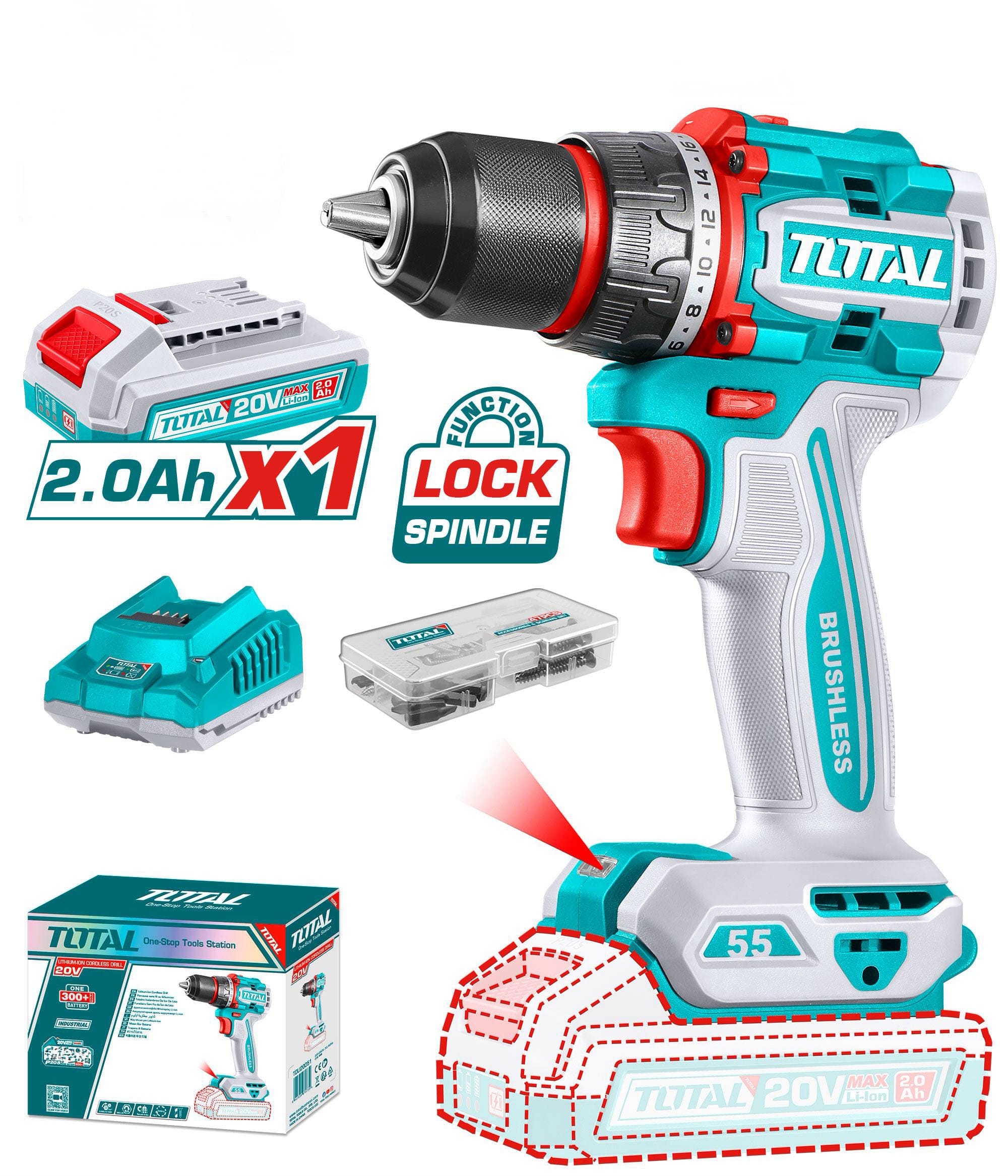 Total 20V 55Nm Compact Drill | Kreatives.co.ke Kenya