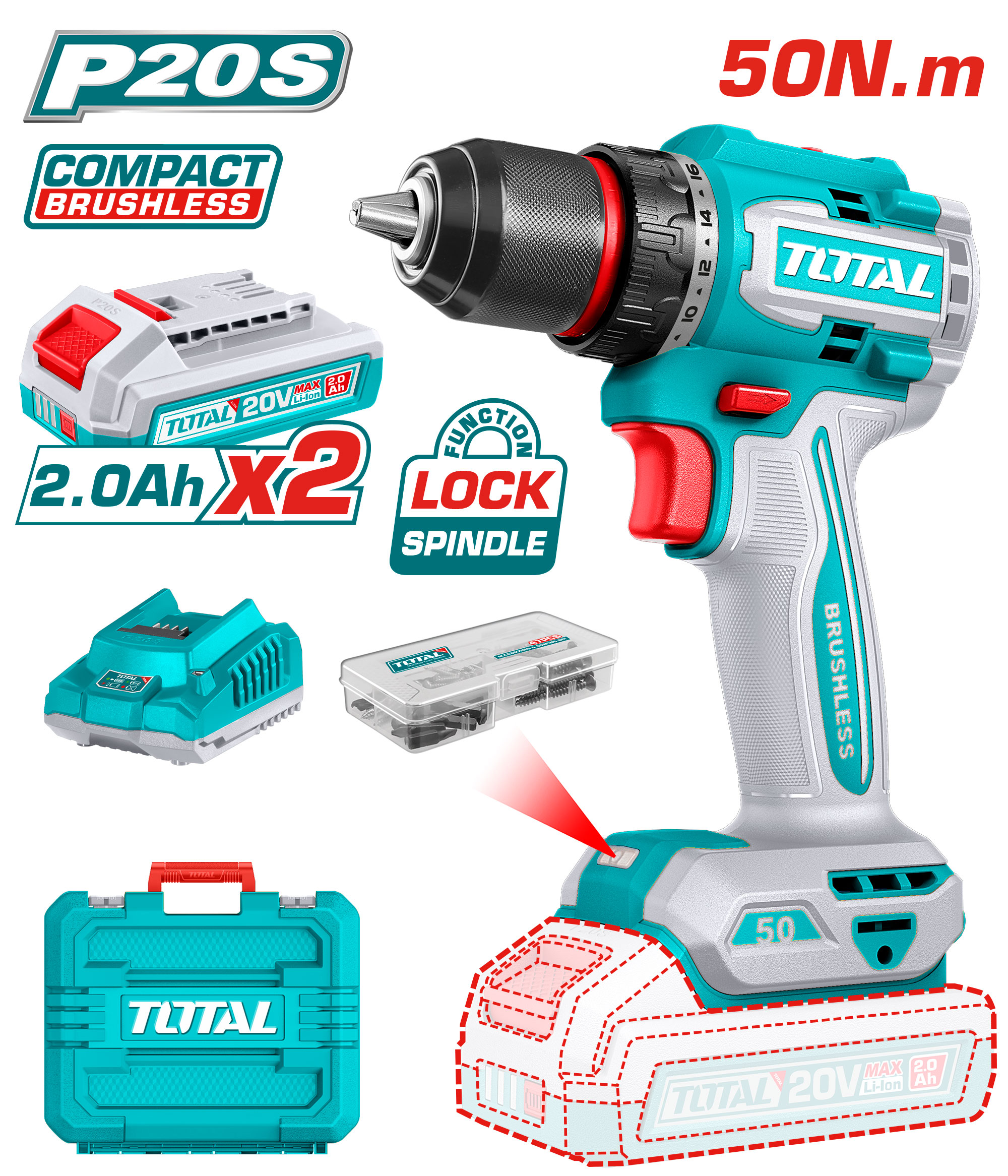 Total 20V 55Nm Compact Drill | Kreatives.co.ke Kenya