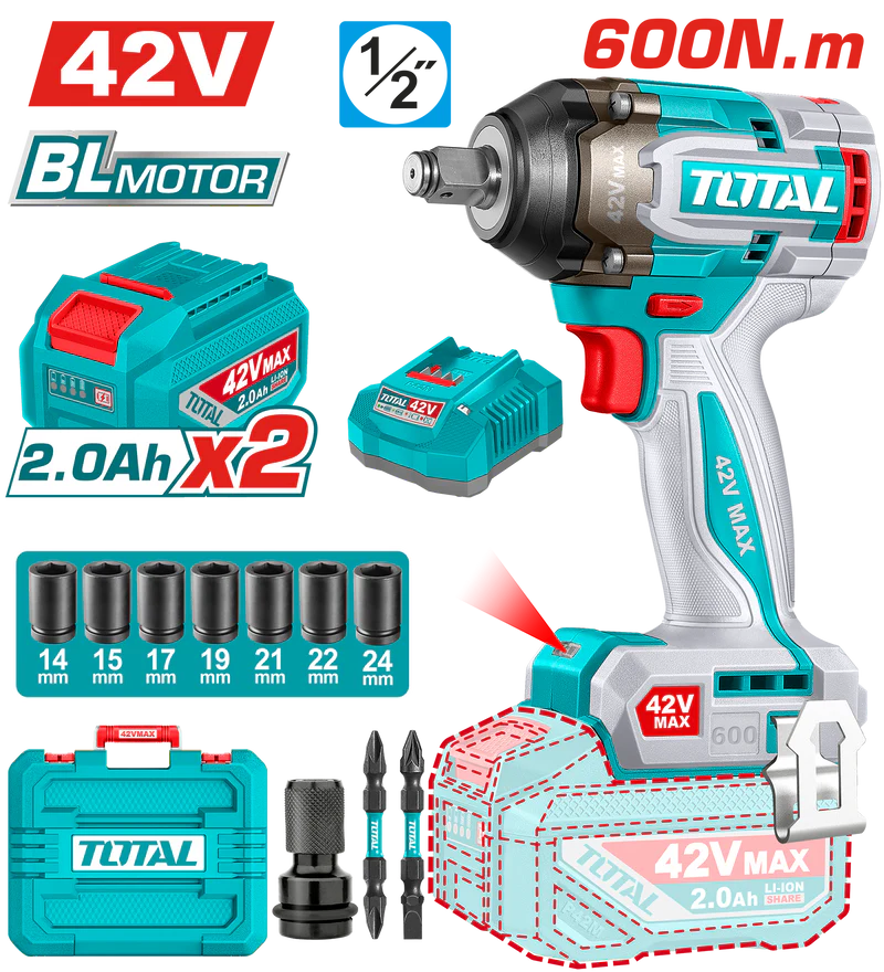 Total 20V 800Nm Cordless Impact Wrench | Kreatives.co.ke Kenya