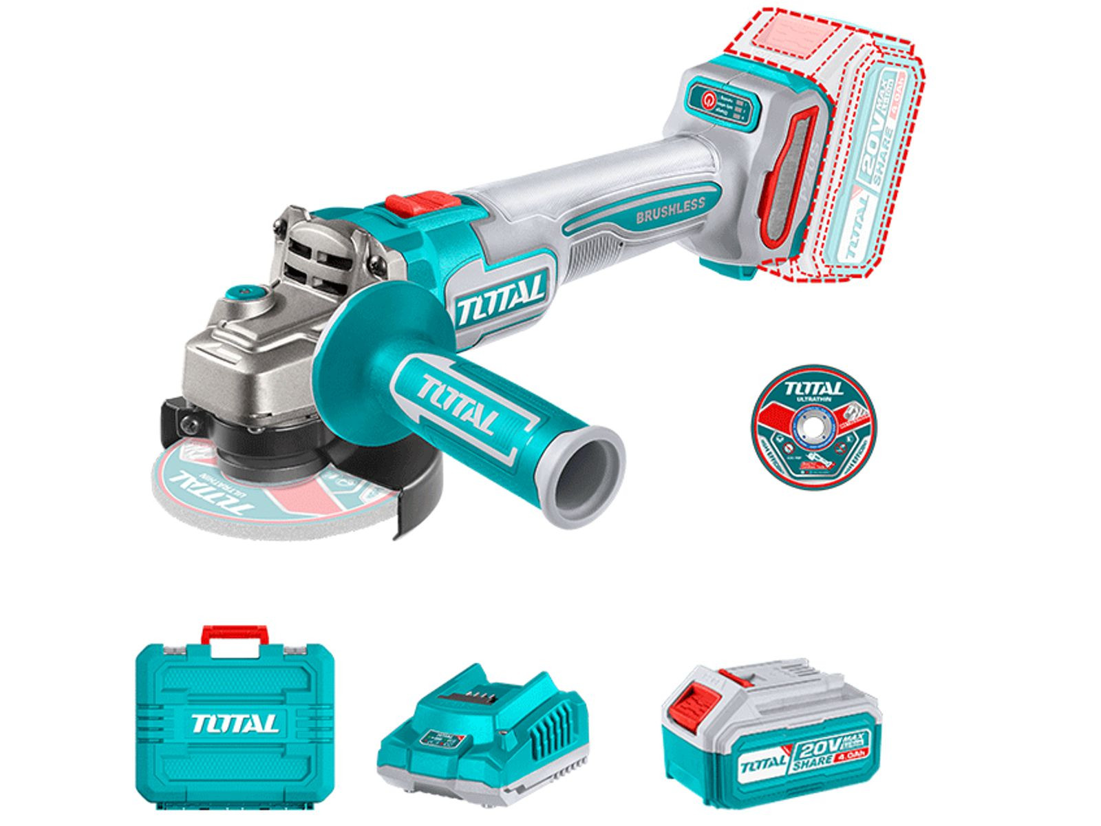 Total 20V Cordless Angle Grinder | Kreatives.co.ke Kenya