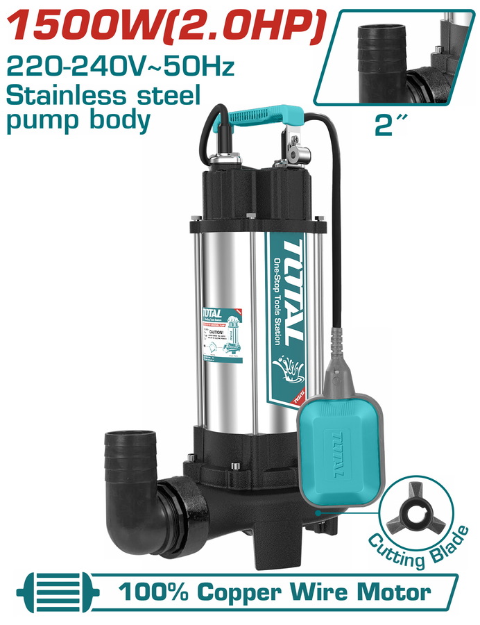 Total Sewage Submersible Pump – 1500W (2.0HP) – 14.5m Max Head | Kreatives.co.ke Kenya