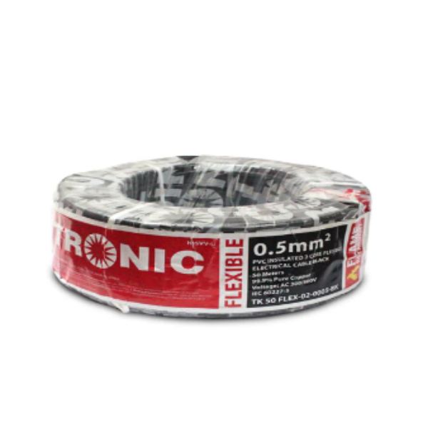 Tronic 0.5mm² 2-Core PVC Insulated Flexible Electrical Cable – 50M